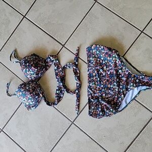 Maternity pregnancy high waisted swimsuit bathingsuit w/ cover up strappy bikini